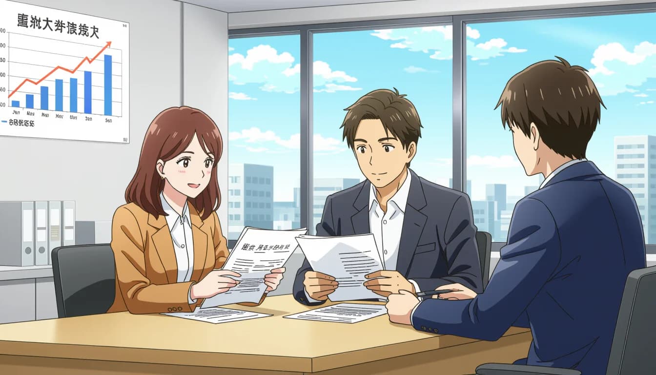 Foreign borrower consulting with Japanese bank about home loan interest rates