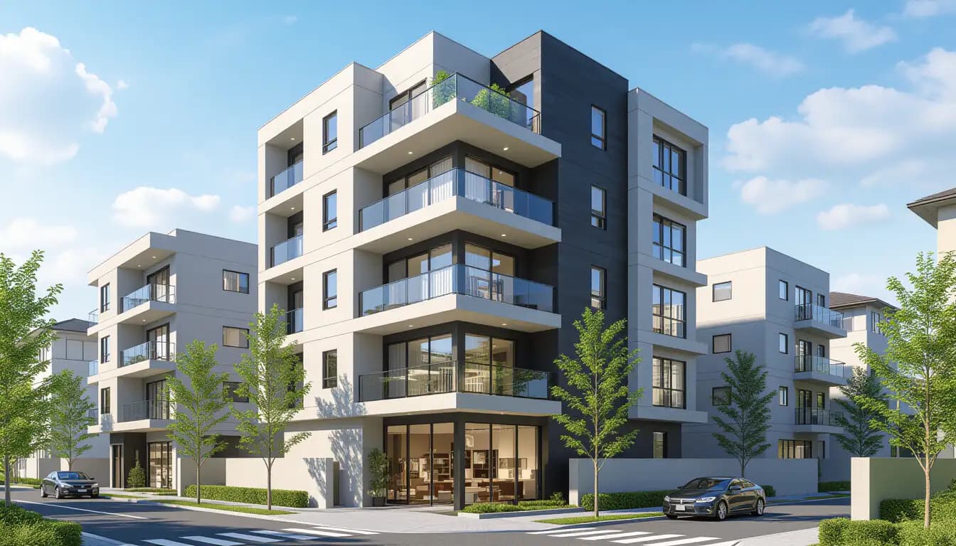 Japan mansion building exterior with modern earthquake-resistant structure