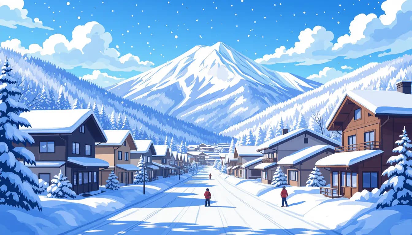 Hakuba ski resort with Japanese Alps panorama in Nagano Prefecture