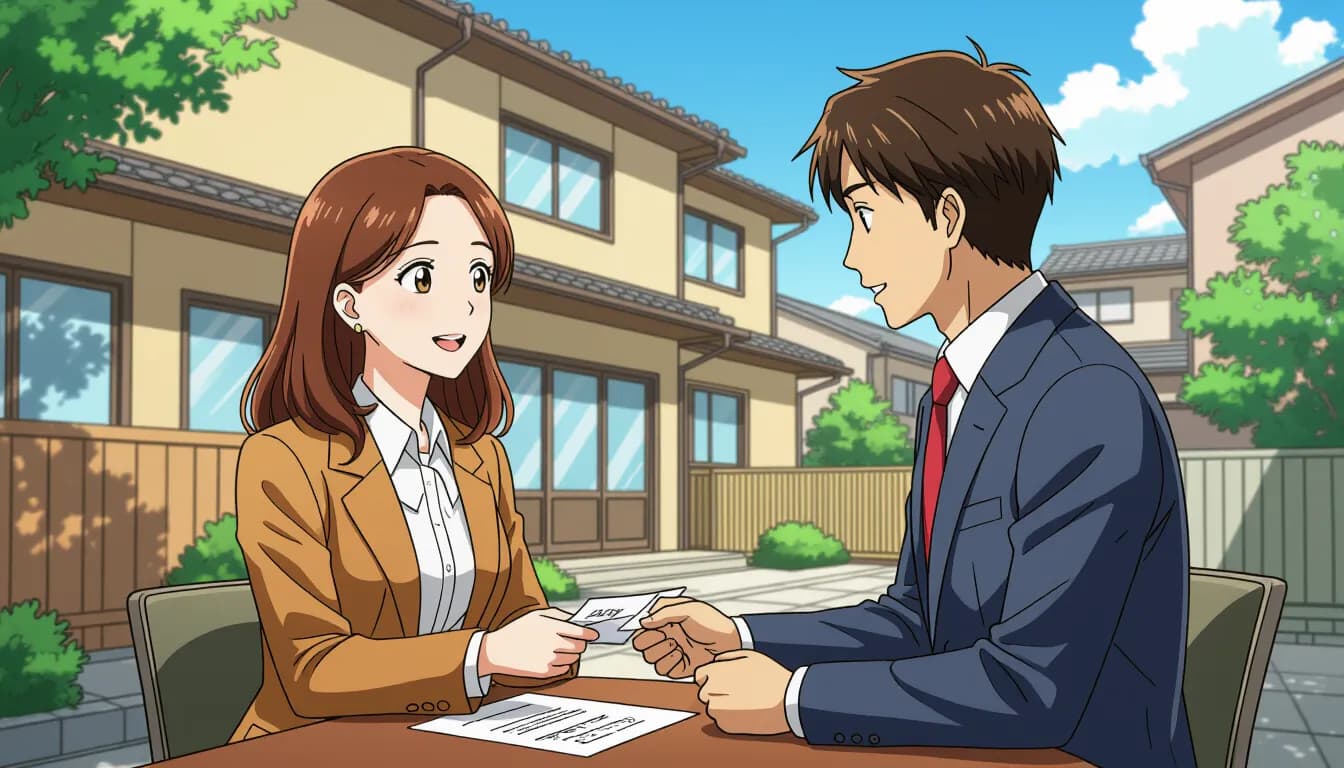 Foreigner negotiating property price with Japanese real estate agent
