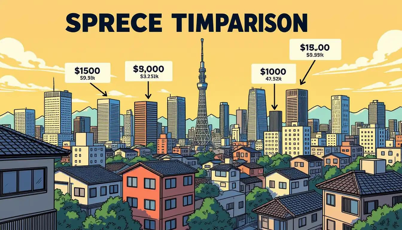 Tokyo skyline with residential neighborhoods and skyscrapers