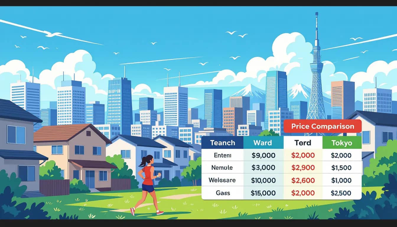 Tokyo neighborhoods comparison showing price differences between wards