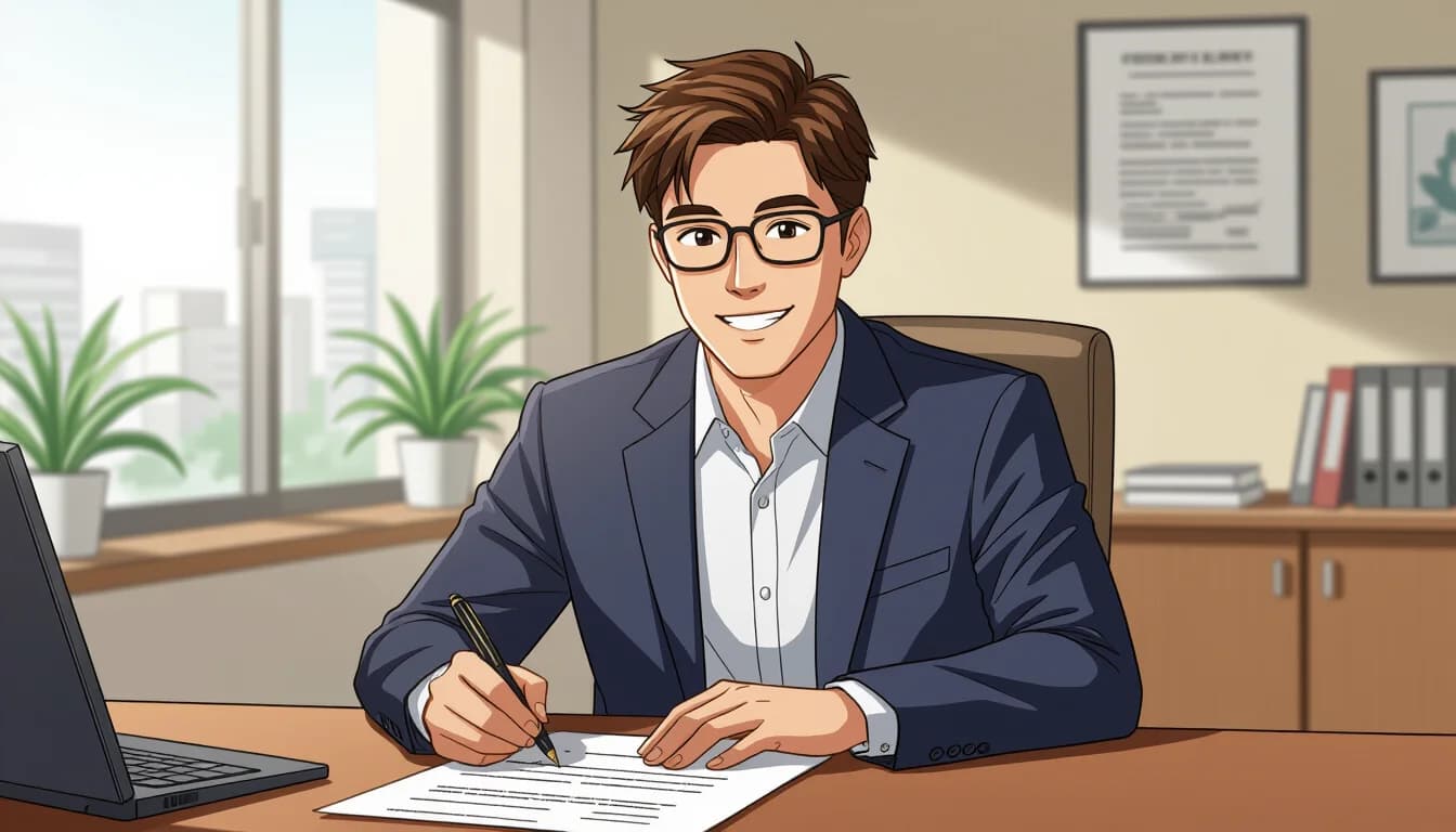 Working visa holder reviewing property purchase documents in Japan